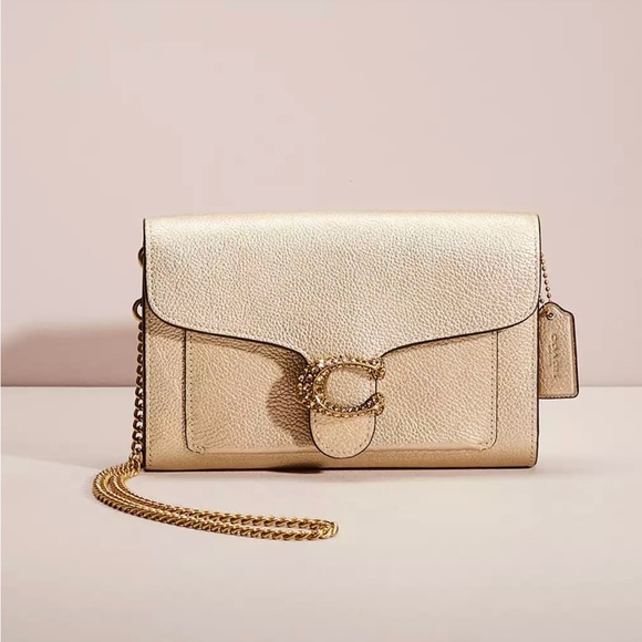 Coach Handbags - Coach | Metallic Soft Gold Tabby Chain Clutch ***NWOT***